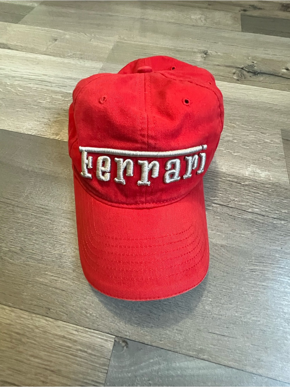 Vintage Ferrari Formula 1 Racing Dad Hat Spellout Red Strapback Cap Y2K
